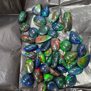 Opales noires de qualité AAA, cabochons de formes variées, 7-20 mm, pierres précieuses en vrac pour la création de bijoux, prix de gros - Product Image 1
