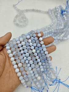 Perles rondes en agate bleue naturelle – Perles lisses et polies pour la fabrication de bijoux - Product Image 4