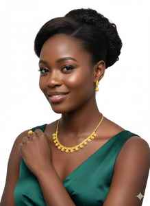 Ensemble de bijoux de mariée en alliage de cuivre plaqué or 14 carats pour femmes, collier/boucles d'oreilles/bague |   Bijoux Artisanaux Traditionnels |   Fête - Product Image 2