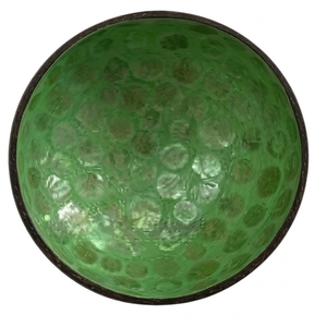 Bol en coquille de noix de coco avec motif décoratif sculpté, finition écologique, surface de cuisine élégante et polie - Product Image 1