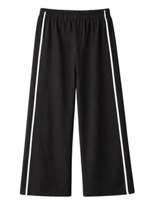 Pantalon de survêtement large pour femme, noir, à rayures latérales, taille haute, coupe décontractée, avec cordon élastique, pour le sport et la détente, OEM - Product Image 2