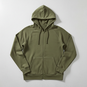 Men's Full <b>Zip</b> Hoodie Solid Color Soft Heavyweight Fleece Raglan Sleeve Custom Logo OEM Bulk Manufacturer - Product Image 1