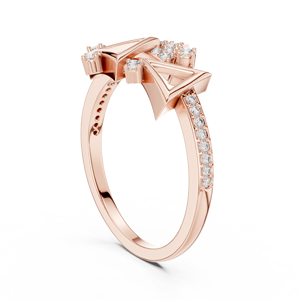 แหวนเพชรรูปสามเหลี่ยมสามเหลี่ยมสามเหลี่ยมทรงเรขาคณิตสีโรสโกลด์ 14K - Product Image 3