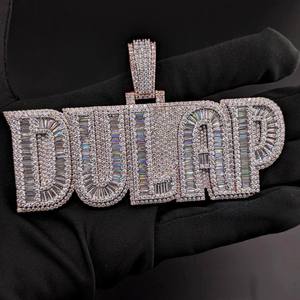 Collar con Colgante de Nombre Personalizado de Hip Hop con Moissanita de Corte Baguette para Hombre, Plata de Ley 925, Colgante Bling Iced - Product Image 5