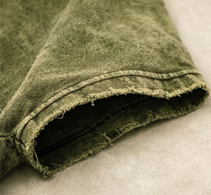 Wholesale Front Custom Knitted Green <b>Acid</b> Washed 100% Cotton Heavyweight 280g <b>Drop</b> Shoulder Distressed Streetwear Oversized - Product Image 6