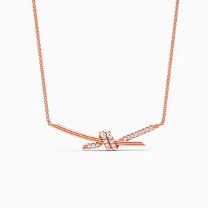 Colgante de nudo brillante y delicado con diamante cultivado en laboratorio de 0.15 quilates en oro amarillo, blanco y rosa de 9 quilates - Product Image 1