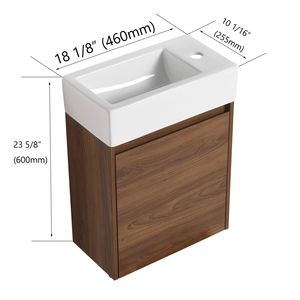 18-Inch <b>Small</b> Bathroom Vanity with Single <b>Sink</b> Floating Design for Space-Constrained Bathrooms-BVB03018BRE - Product Image 5