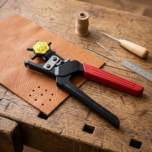 TL0089 Power Savre Leather Hole punch Factory Sale High Carbon Steel Plastic Handle Leather Hole Puncher <b>Pliers</b> Tool for DIY - Product Image 1