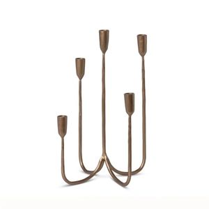 Wholesale Luxury Antique Bronze Metal Candelabra <b>5</b> Arm Taper Candle Holder Modern Table Centerpiece Wedding Home Decor Stand - Product Image 1