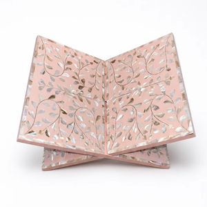 Support de Coran de style arabe de qualité supérieure, incrusté de nacre rose tendre, motif floral, fait main, pour la lecture de livres. - Product Image 1