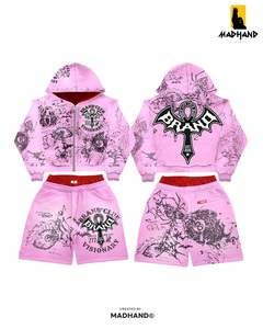 Premium Graphic Hoodie & <b>Shorts</b> Set | Street-<b>Tech</b> Performance Hoodie with Graphic Print <b>Shorts</b> | OEM Private Label Manufacturer - Product Image 3