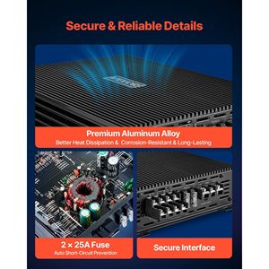 Amplificatore Audio per Auto a 4 Canali, Stabile a 2 Ohm, Bridgeabile, Classe A/B, Gamma Completa, Potenza 4 X 200W @ 4 Ohm o 4 X 400W @ 2 Ohm - Product Image 5