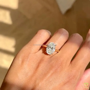 Trisha Jewels ER0033 Oval Cut Moissanite Diamond <b>Solitaire</b> Engagement <b>Ring</b> 925 Sterling <b>Silver</b> Vintage Four Prong Setting - Product Image 4