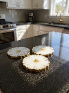 Resin <b>Coasters</b> Handmade with Transparent Finish Natural Look Durable <b>Drink</b> <b>Coasters</b> for Everyday Use Elegant - Product Image 5