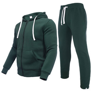 Ensemble de survêtement décontracté unisexe pour l'hiver, sweat-shirt à capuche bleu à fermeture éclair avec design perforé, pantalon de jogging noir à manches longues - Product Image 3