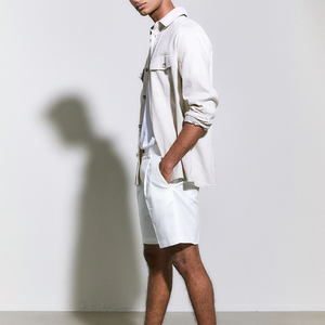 Shorts de basketball en toile pour homme, coupe classique, avec deux poches latérales profondes, style hip-hop, anti-plis, vintage, en coton uni, mi-longueur, pour l'été - Product Image 3