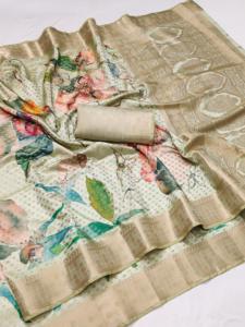 Sari Tradicional Indio de Seda Banarasi con Trabajo de Tejido Zari para Bodas y Eventos Festivos, Atuendo para Mujer - Product Image 2