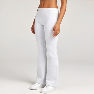 Pantalones de Yoga Blancos para Mujer, Cintura Media, Corte Regular, Pierna Ancha, Forro Polar Ecológico, Secado Rápido, Suaves, Ropa Deportiva Informal, Pierna Larga para Invierno - Product Image 3
