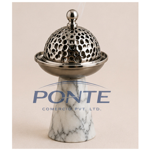 Modern Marble Incense Holder Stainless Steel Metallic Censer Luxury Aromatherapy Charcoal Burner for Hotel Office Home <b>Decor</b> - Product Image 1