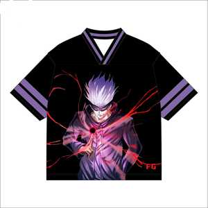Camiseta Negra de Manga Corta para Hombre con Estampado de Personajes de Anime y Detalles en Morado, Top Informal de Verano - Product Image 1