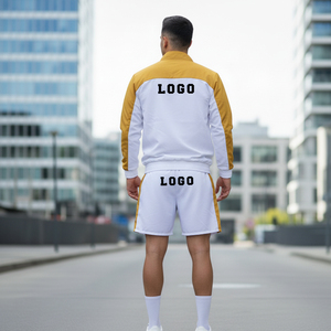 Custom logo <b>Men</b> Nylon Windbreaker <b>Jacket</b> and Shorts Tracksuit Set 3/4 Zip up Nylon Two Piece Windbreaker Short Set for <b>Men</b> - Product Image 5
