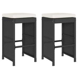 Ensemble de 2 tabourets de bar de jardin en polyrotin noir avec structure en acier thermolaqué – Élégant accessoire de repas extérieur - Product Image 2