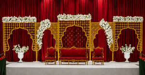 ฉากเวทีงานแต่งงานทรงโค้งโลหะน้ำหนักเบาแบบตัดด้วยเลเซอร์สไตล์โมเดิร์นแบบอาหรับและโมร็อกโก พร้อมปรับแต่งขนาดและสไตล์สำหรับงานอีเว้นท์ในสหรัฐอเมริกา - Product Image 5