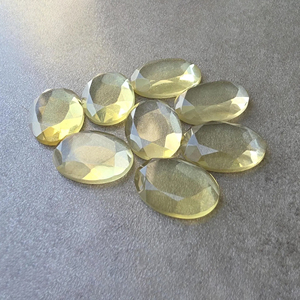 Natural Lemon Quartz <b>Tablet</b> Cut Oval Shape Flat Back Calibrated Gemstone for Jewelry Making - Product Image 3