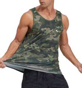 Men's Camo Green Plus Size Washed Quick Dry Tank Tops Casual Athletic Gym Bodybuilding Fitness Shirts Beach Running Workout - Product Image 2