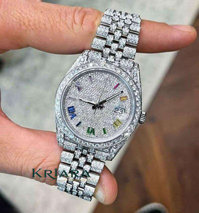 Moissanite Stainless Steel Silver <b>Watch</b> Luxury Timepiece with Diamonds and Water Resistant Features for Modern Lifestyles - Product Image 4
