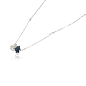 Collar con colgante Toi et Moi de oro blanco de 14 quilates con zafiro azul, elegante, nuevo, de alta calidad, al mejor precio, para mujeres y niñas, regalo para ella, joyería. - Product Image 5