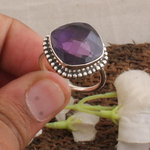 Natural Amethyst <b>Cushion</b> <b>Ring</b> 925 Sterling Silver Purple Gemstone <b>Ring</b> Wholesale Genuine <b>Cushion</b> Cut Amethyst Jewelry for Women - Product Image 2