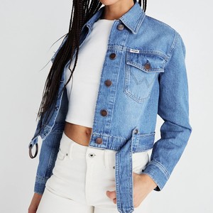 Veste en jean courte taille haute pour femme manteau en jean stretch coupe ajustée à manches longues décontracté Streetwear fabricant de gros - Product Image 5