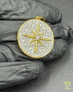 Pendentif étoile de luxe en argent sterling 925 avec diamants moissanite glacés - Product Image 3