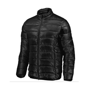 Veste matelassée noire pour homme, col montant, fermeture éclair, coupe-vent, veste d'hiver décontractée, coupe régulière, couleur unie, coque en polyester - Product Image 5