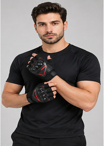 UNIQUE LEATHER Men's Full Finger Racing Gloves Breathable Shockproof Microfiber Palm Guard Hook Loop Closure for Motorcycle - Product Image 2