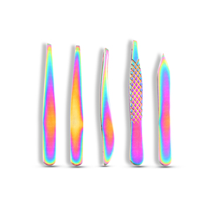 Pince à épiler sourcils en acier inoxydable de haute qualité, couleur arc-en-ciel, épilation sans effort avec pointe ultra-fine inclinée pour une préhension précise - Product Image 3