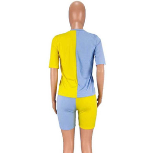 Women's Casual 2-Piece Solid Color Summer <b>Knitted</b> T-Shirt Shorts <b>Set</b> Quick Dry Breathable Cotton/Polyester Fabric Custom Color - Product Image 5