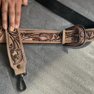 Nueva correa de bolsa de repuesto pintada a mano de cuero genuino Real con ajustadores correas de guitarra/cámara desmontables personalizadas occidentales - Product Image 2