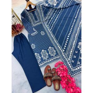 BAS DE HAUT IMPRIMÉ NUMÉRIQUE EN COTON MODE AVEC DUPATTA BLEU - Product Image 6