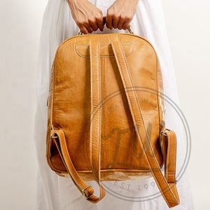 LW Stylish Hot Fashion Hand Tooled Cowhide Fur Leather <b>Backpack</b> Carving Design Water Resistant Magnetic Buckle Closure Summer - Product Image 4