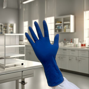 Guantes de Látex de Alto Riesgo Sin Polvo, 300 mm, 8 mils, Color Azul Oscuro, para Laboratorio, Construcción, Industria, Servicios de Emergencia - Product Image 1