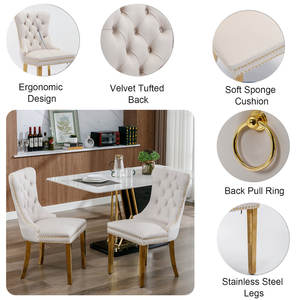 Table à manger de luxe en verre trempé blanc avec miroir, en acier poli Louis Gold, pour la maison, l'hôtel, la salle à manger - Product Image 6