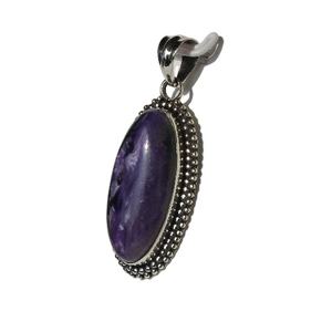 Venta al por mayor Comprar Trending Natural Charoite Cabochon Handcrafted Sterling Silver 925 Colgante Joyería de piedras preciosas de moda - Product Image 6