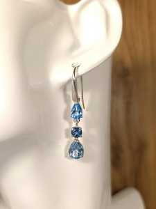 Pendientes de topacio natural facetado, plata de ley 925, azul claro, azul oscuro, joyería hecha a mano sin níquel para mujer - Product Image 3