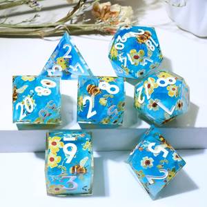 Offre Spéciale – Jeu de dés en résine à bords tranchants, motif rayé, couleur personnalisable, finition polie, pour jeux de rôle - Product Image 2