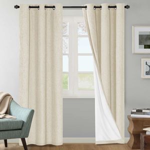 Tende oscuranti 100% in finto lino con occhielli, 42x84 pollici, tinta unita color sabbia sbiancata, 2 pannelli - Product Image 4