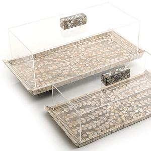 Bandeja con incrustación de perlas para madre, bandeja con cubierta acrílica multiusos de lujo árabe, superventas - Product Image 2