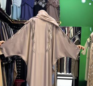 Best Selling Kaftan Abaya Handmade Turkish Floor Length Long Sleeve V Neck Polyester Regular Fit Casual Evening Party Flared - Product Image 1