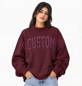 Pull-over molletonné léger à col montant oversize pour femme, coupe décontractée, manches longues – Fournisseur de vêtements en gros (ODM) - Product Image 1